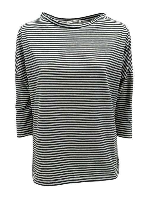 Women's white and gray 3/4 sleeve striped cotton t-shirt Alessandro Aste | TREVISOST01